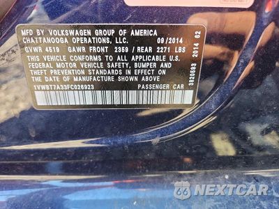 Zdjęcie 13 z 13 samochodu: 2015 VOLKSWAGEN PASSAT SE VIN:1VWBT7A33FC026923 - miniatura