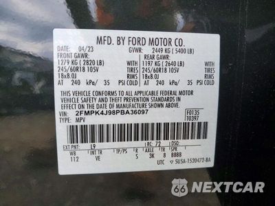 Zdjęcie 14 z 14 samochodu: 2023 FORD EDGE SEL VIN:2FMPK4J98PBA36097 - miniatura