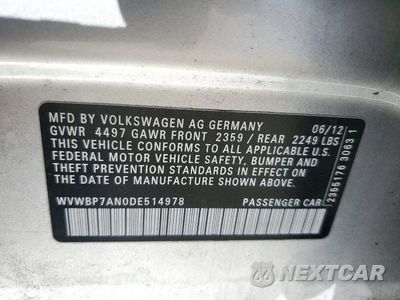 Zdjęcie 13 z 13 samochodu: 2013 VOLKSWAGEN CC SPORT VIN:WVWBP7AN0DE514978 - miniatura
