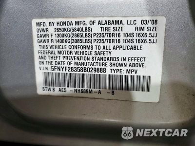 Zdjęcie 13 z 13 samochodu: 2008 HONDA PILOT SE VIN:5FNYF28358B029888 - miniatura