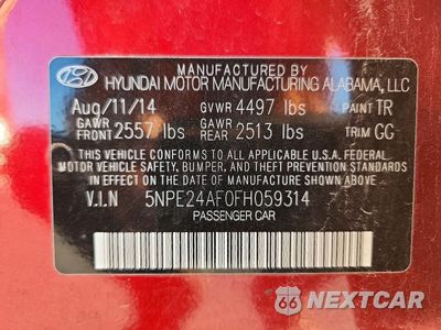 Zdjęcie 13 z 13 samochodu: 2015 HYUNDAI SONATA SE VIN:5NPE24AF0FH059314 - miniatura