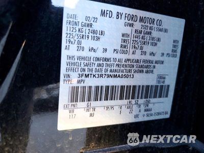 Zdjęcie 14 z 14 samochodu: 2022 FORD MUSTANG MACH-E PREMIUM VIN:3FMTK3R79NMA05013 - miniatura