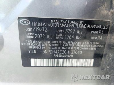 Zdjęcie 12 z 12 samochodu: 2012 HYUNDAI ELANTRA LIMITED VIN:5NPDH4AE2CH137640 - miniatura