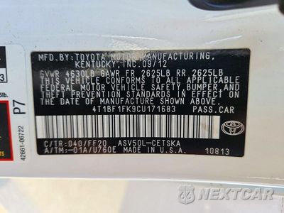 Zdjęcie 12 z 12 samochodu: 2012 TOYOTA CAMRY SE VIN:4T1BF1FK9CU171683 - miniatura