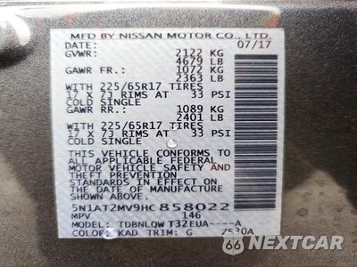 Zdjęcie 13 z 13 samochodu: 2017 NISSAN ROGUE SV VIN:5N1AT2MV9HC858022 - miniatura