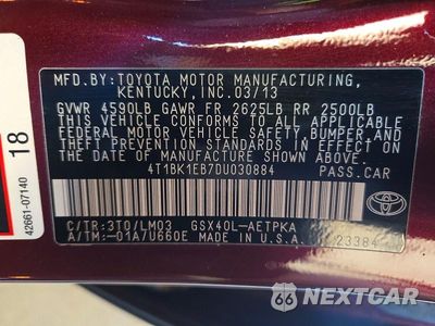 Zdjęcie 12 z 12 samochodu: 2013 TOYOTA AVALON LIMITED VIN:4T1BK1EB7DU030884 - miniatura