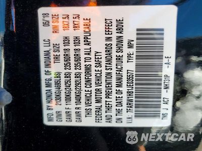 Zdjęcie 14 z 14 samochodu: 2018 HONDA CR-V EXL VIN:7FARW1H81JE035577 - miniatura
