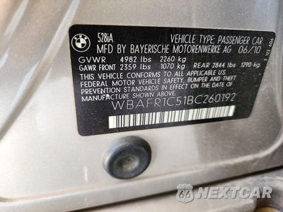 Zdjęcie 13 z 13 samochodu: 2011 BMW 528 I VIN:WBAFR1C51BC260192 - miniatura