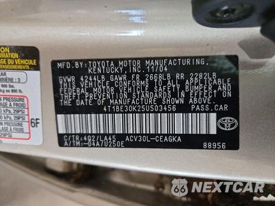 Zdjęcie 12 z 12 samochodu: 2005 TOYOTA CAMRY XLE VIN:4T1BE30K25U503456 - miniatura