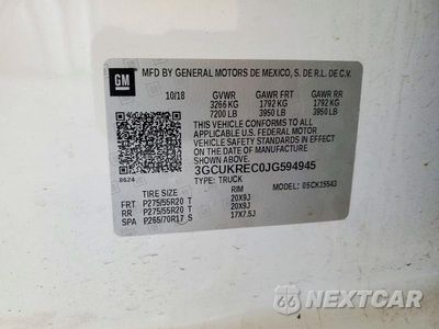 Zdjęcie 12 z 12 samochodu: 2018 CHEVROLET SILVERADO K1500 LT VIN:3GCUKREC0JG594945 - miniatura