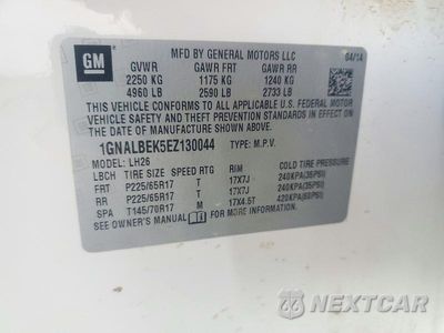 Zdjęcie 13 z 13 samochodu: 2014 CHEVROLET EQUINOX LT VIN:1GNALBEK5EZ130044 - miniatura