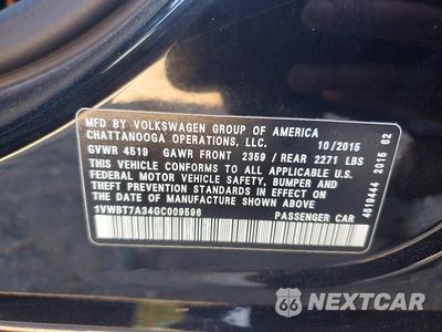 Zdjęcie 12 z 12 samochodu: 2016 VOLKSWAGEN PASSAT SE VIN:1VWBT7A34GC009596 - miniatura