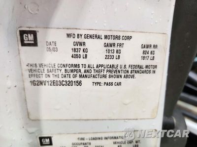 Zdjęcie 12 z 12 samochodu: 2003 PONTIAC GRAND AM GT1 VIN:1G2NV12E03C320156 - miniatura