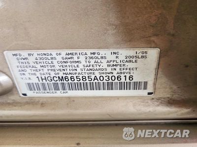 Zdjęcie 12 z 12 samochodu: 2005 HONDA ACCORD EX VIN:1HGCM66585A030616 - miniatura