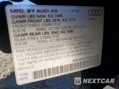 Zdjęcie 13 z 13 samochodu: 2019 AUDI Q5 PREMIUM VIN:WA1ANAFY0K2045532 - miniatura