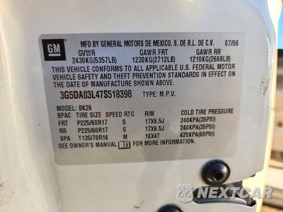 Zdjęcie 13 z 13 samochodu: 2007 BUICK RENDEZVOUS CX VIN:3G5DA03L47S518398 - miniatura