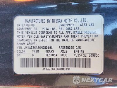 Zdjęcie 12 z 12 samochodu: 2006 NISSAN 350Z ENTHUSIAST VIN:JN1AZ36A36M480194 - miniatura