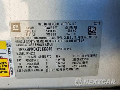 Zdjęcie 13 z 13 samochodu: 2015 GMC ACADIA SLE VIN:1GKKRPKDXFJ133010 - miniatura