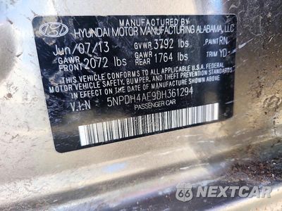 Zdjęcie 12 z 12 samochodu: 2013 HYUNDAI ELANTRA GLS VIN:5NPDH4AE9DH361294 - miniatura