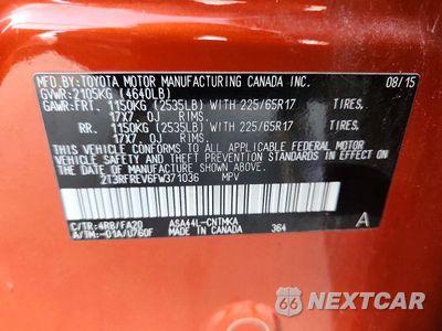 Zdjęcie 14 z 14 samochodu: 2015 TOYOTA RAV4 XLE VIN:2T3RFREV6FW371036 - miniatura