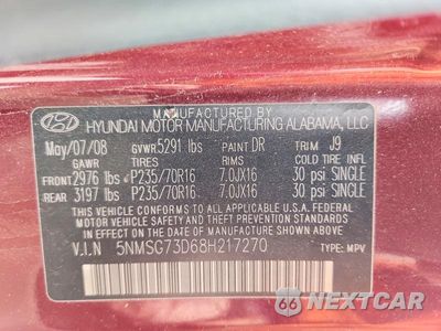 Zdjęcie 14 z 14 samochodu: 2008 HYUNDAI SANTA FE GLS VIN:5NMSG73D68H217270 - miniatura