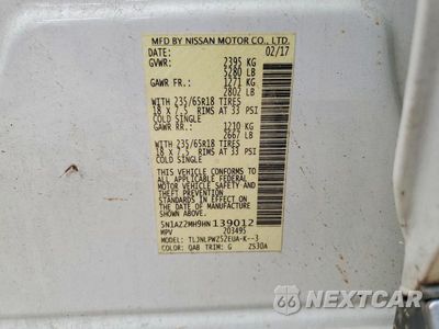Zdjęcie 13 z 13 samochodu: 2017 NISSAN MURANO S VIN:5N1AZ2MH9HN139012 - miniatura