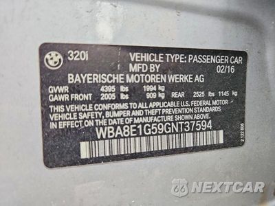 Zdjęcie 13 z 13 samochodu: 2016 BMW 320 I VIN:WBA8E1G59GNT37594 - miniatura
