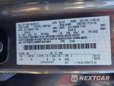 Zdjęcie 13 z 13 samochodu: 2024 FORD F150 PLATINUM VIN:1FTFW7LD9RFA41401 - miniatura