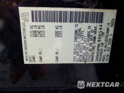 Zdjęcie 12 z 12 samochodu: 2011 NISSAN MAXIMA 3.5 S VIN:1N4AA5AP4BC866544 - miniatura