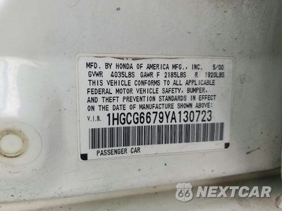 Zdjęcie 13 z 13 samochodu: 2000 HONDA ACCORD EX VIN:1HGCG6679YA130723 - miniatura
