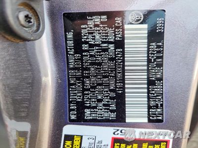 Zdjęcie 12 z 12 samochodu: 2019 TOYOTA CAMRY SE VIN:4T1B11HKXKU242478 - miniatura