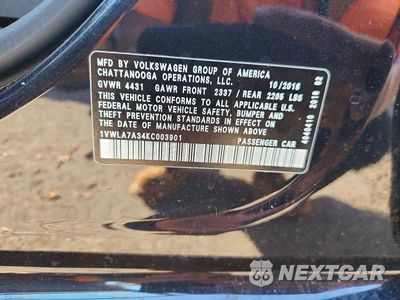 Zdjęcie 12 z 12 samochodu: 2019 VOLKSWAGEN PASSAT WOLFSBURG VIN:1VWLA7A34KC003901 - miniatura