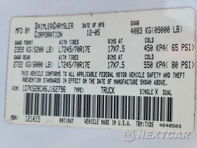 Zdjęcie 12 z 12 samochodu: 2006 DODGE RAM 2500 ST VIN:1D7KS28C06J162796 - miniatura