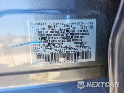 Zdjęcie 12 z 12 samochodu: 2025 NISSAN SENTRA SV VIN:3N1AB8CV9SY219586 - miniatura