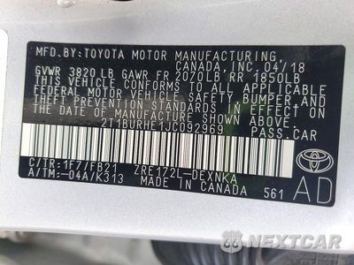 Zdjęcie 13 z 13 samochodu: 2018 TOYOTA COROLLA LE VIN:2T1BURHE1JC092969 - miniatura
