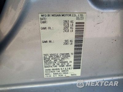 Zdjęcie 12 z 12 samochodu: 2023 NISSAN ALTIMA S VIN:1N4BL4BV8PN373287 - miniatura