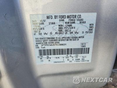 Zdjęcie 12 z 12 samochodu: 2007 FORD F150 VIN:1FTPX14V87KC66631 - miniatura
