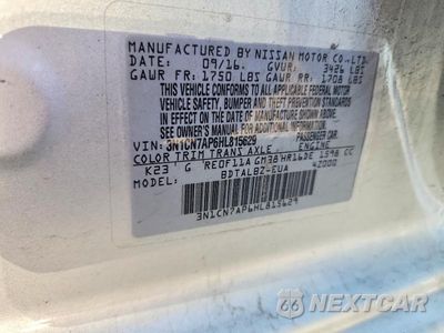 Zdjęcie 12 z 12 samochodu: 2017 NISSAN VERSA 1.6 SV VIN:3N1CN7AP6HL815629 - miniatura