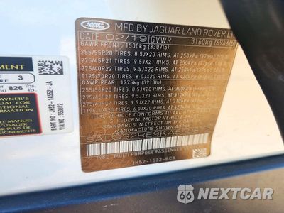 Zdjęcie 12 z 12 samochodu: 2019 LAND ROVER RANGE ROVER SUPERCHARGED VIN:SALGS2RE9KA550872 - miniatura
