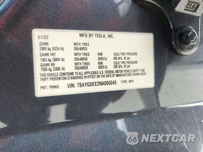 Zdjęcie 13 z 13 samochodu: 2022 TESLA MODEL Y VIN:7SAYGDEE2NA006045 - miniatura