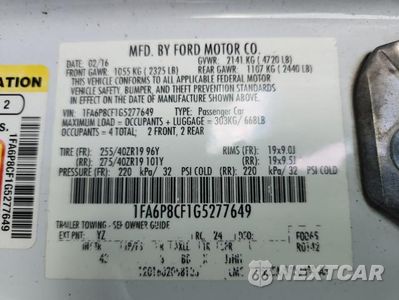 Zdjęcie 12 z 12 samochodu: 2016 FORD MUSTANG GT VIN:1FA6P8CF1G5277649 - miniatura