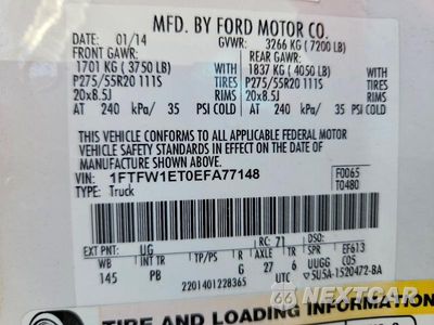 Zdjęcie 13 z 13 samochodu: 2014 FORD F150 SUPERCREW VIN:1FTFW1ET0EFA77148 - miniatura