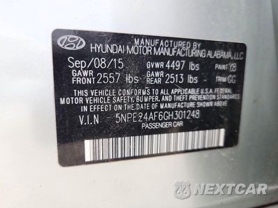 Zdjęcie 12 z 12 samochodu: 2016 HYUNDAI SONATA SE VIN:5NPE24AF6GH301248 - miniatura