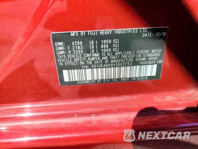 Zdjęcie 12 z 12 samochodu: 2017 SUBARU IMPREZA PREMIUM VIN:4S3GKAB68H3602753 - miniatura