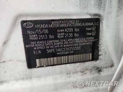 Zdjęcie 12 z 12 samochodu: 2007 HYUNDAI SONATA GLS VIN:5NPET46C27H255588 - miniatura