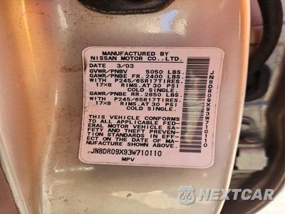 Zdjęcie 13 z 13 samochodu: 2003 NISSAN PATHFINDER LE VIN:JN8DR09X93W710110 - miniatura