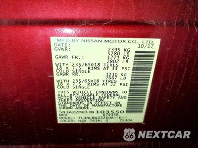 Zdjęcie 13 z 13 samochodu: 2018 NISSAN MURANO SL VIN:5N1AZ2MH3JN103550 - miniatura