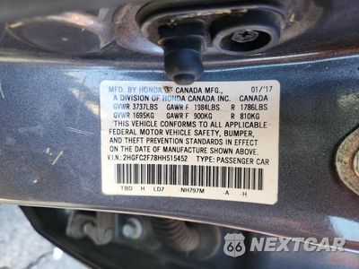 Zdjęcie 12 z 12 samochodu: 2017 HONDA CIVIC EX VIN:2HGFC2F78HH515452 - miniatura