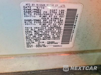 Zdjęcie 14 z 14 samochodu: 2010 NISSAN MURANO S VIN:JN8AZ1MW7AW129533 - miniatura