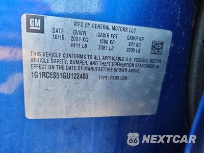 Zdjęcie 12 z 12 samochodu: 2016 CHEVROLET VOLT LT VIN:1G1RC6S51GU122405 - miniatura